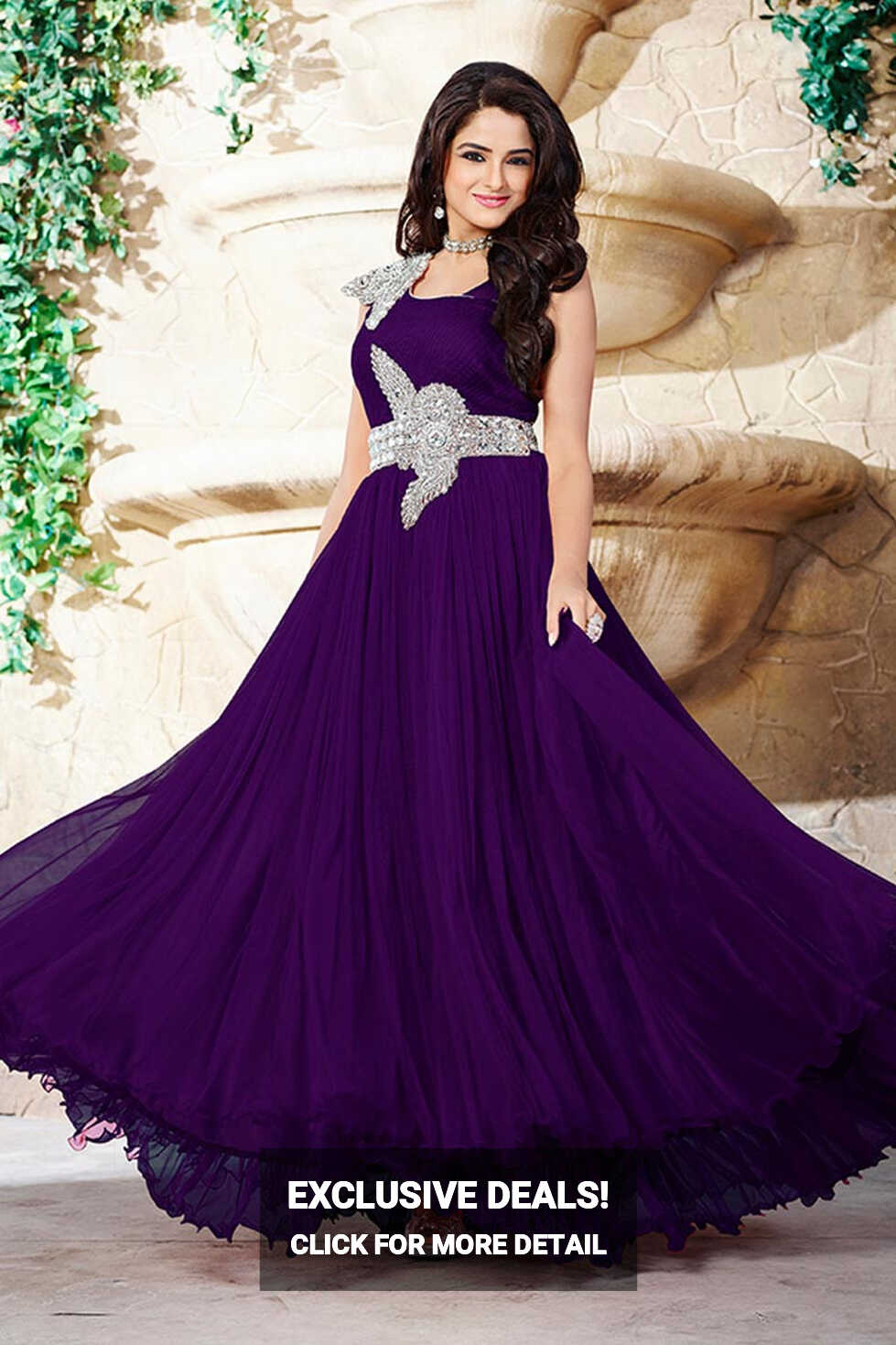 Purple Georgette Prom Dresses Gown Online – DMV14999