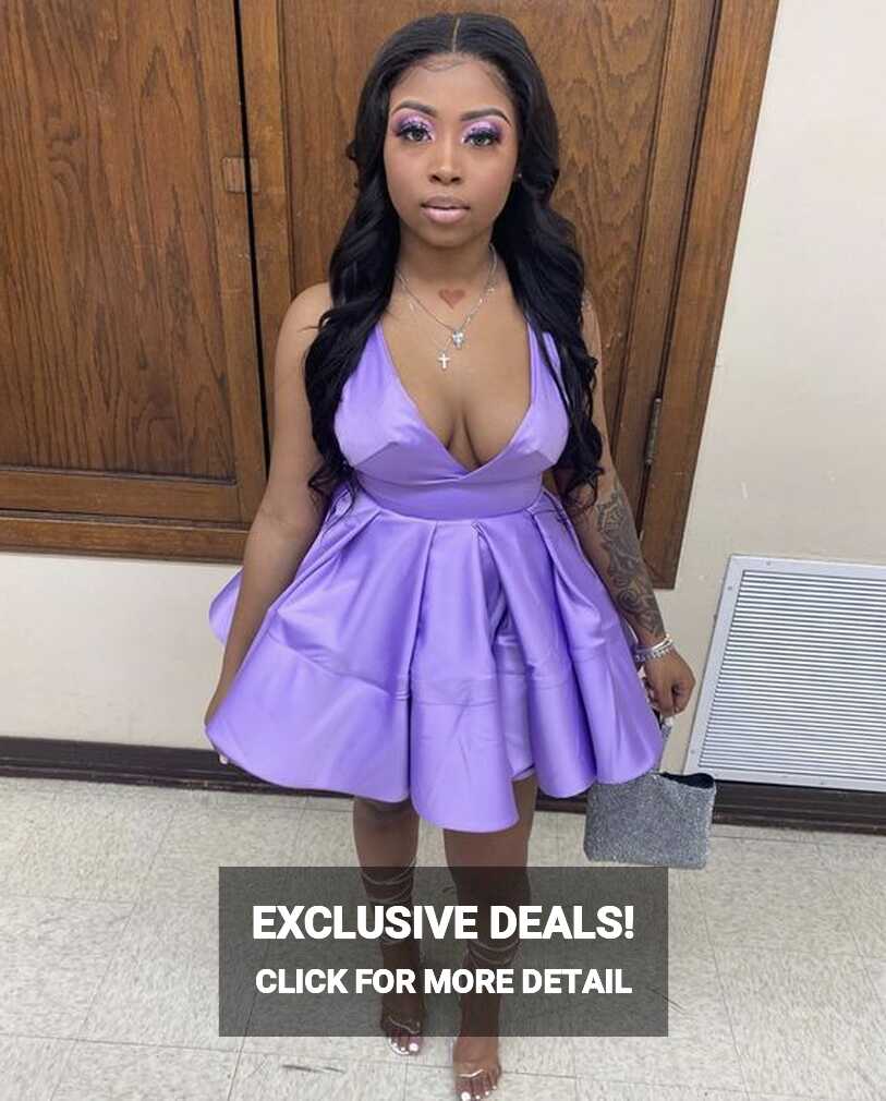 Purple Homecoming Dress 2023 Short Spaghetti Straps Satin With ...