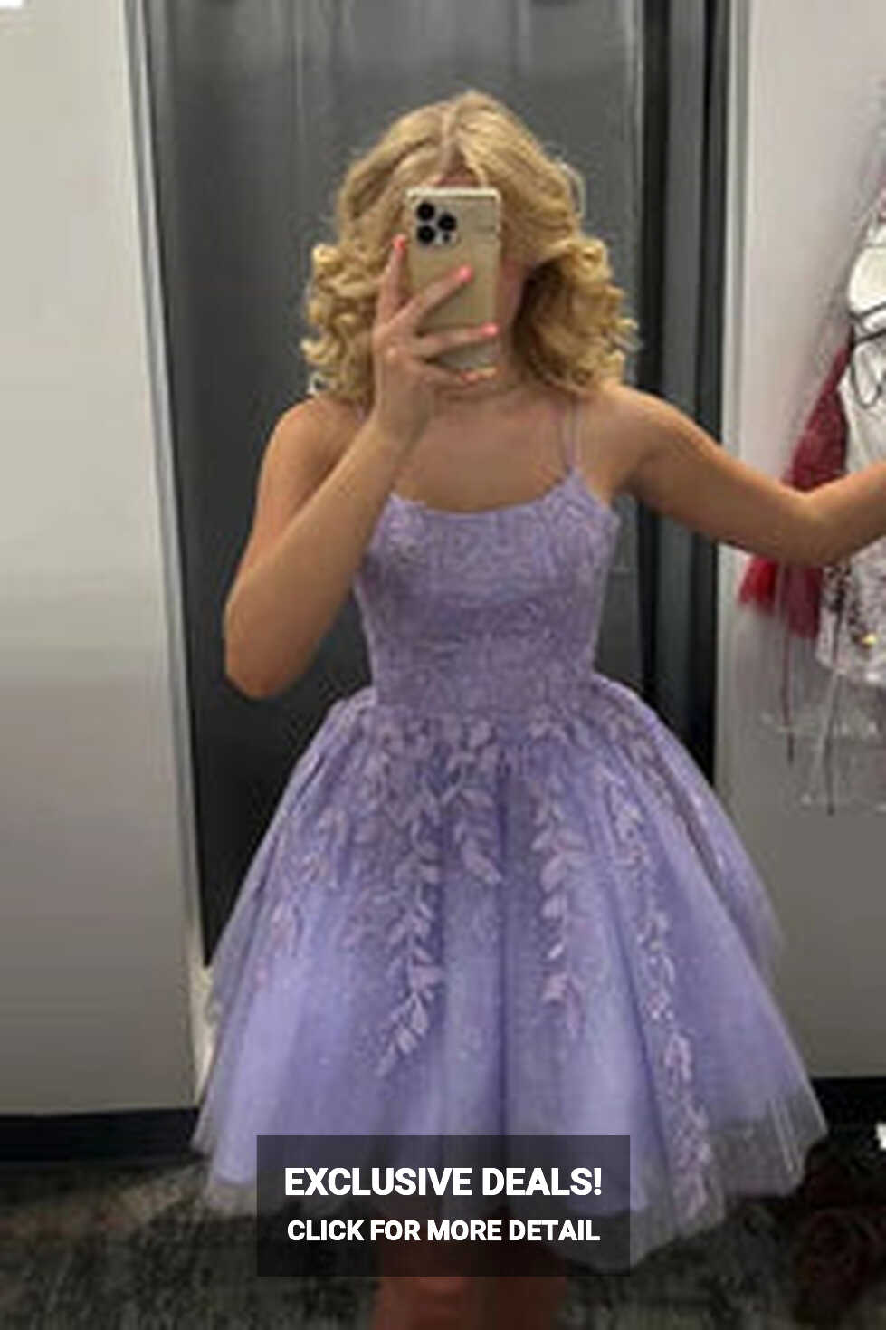 Purple Homecoming Dress 2023 Short Spaghetti Straps Tulle with ...