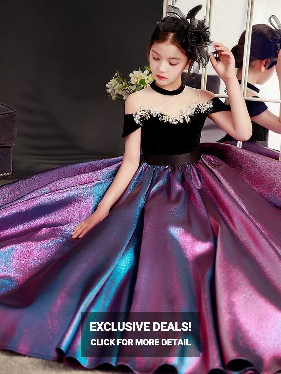 Purple Kids Dresses For Wedding Dress Carnival Ball Gown Children Teen