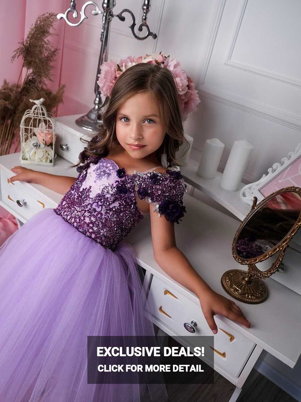 Purple Lavender Flower Girl Dress. Fairy Birthday Dress With Tulle ...