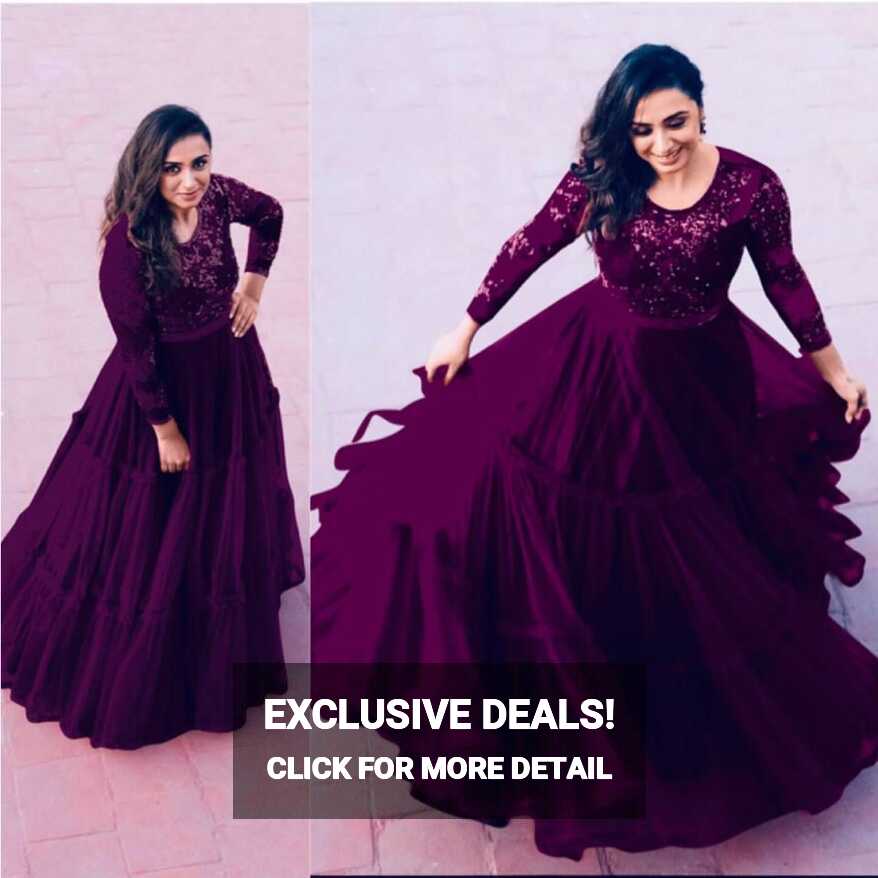 Purple Party Wear Look Butterfly Net Ruffle Gown – Clothing Crown ...