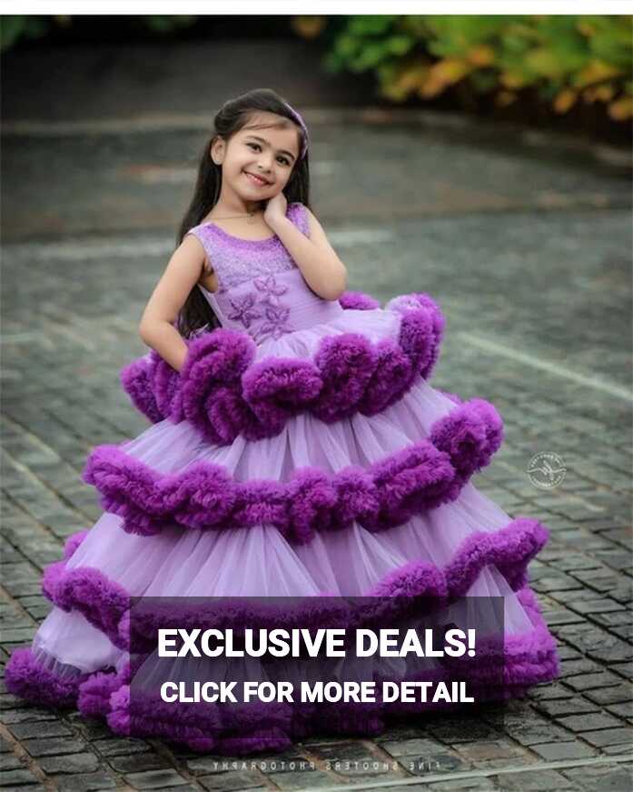 Purple Princess Dresses for Girls Flowers Christmas Jewel Neck ...