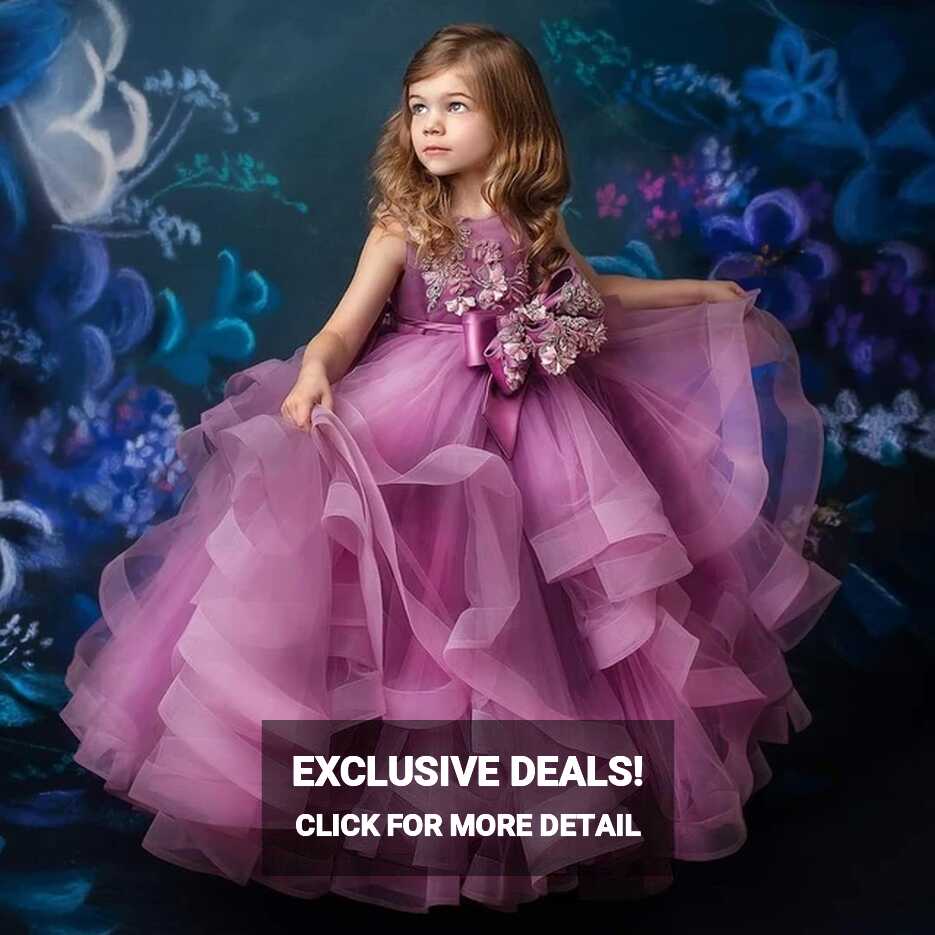 Purple Princess Girls Pageant Dress For Photoshoot Tulle Long ...