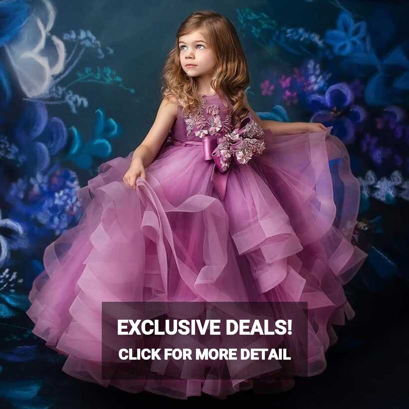 Purple Princess Girls Pageant Dress for Photoshoot Tulle Long First ...