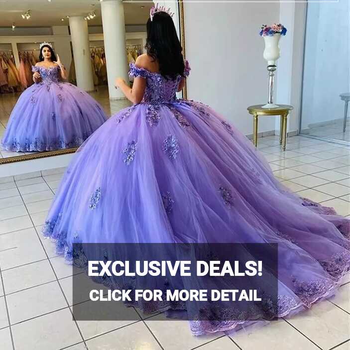 Purple Princess Quinceanera Dresses Off Shoulder Puffy Sweet 15 16 ...