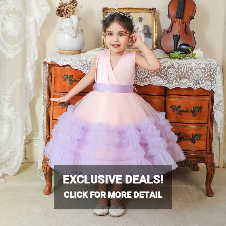 Purple Ruffles Soft Pink Birthday Party Wear Dress for Baby Girls ...