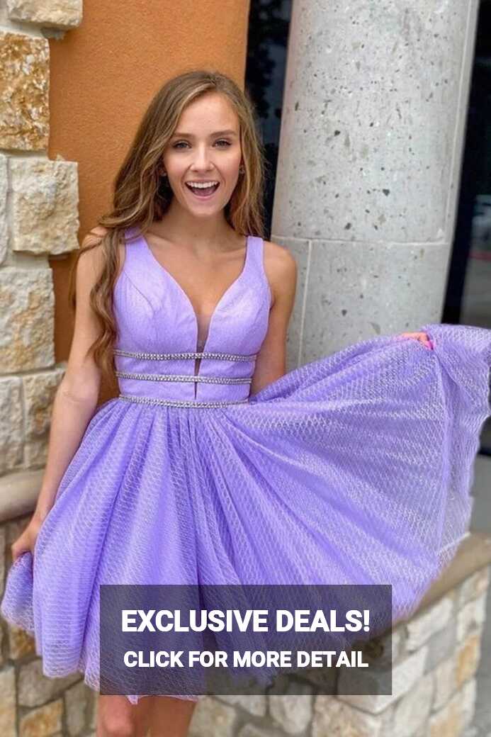 Purple Tulle A-line Homecoming Dresses With Belt MH550 | Musebridals