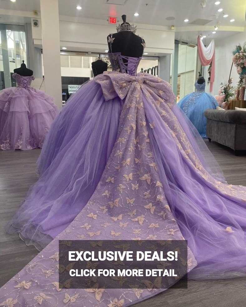 Purple Tulle Ball Gown With Butterflies,Sweet 16 Dress,Purple ...