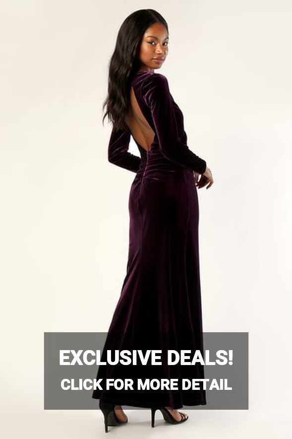 Purple Velvet Dress - Long Sleeve Velvet Dress - Backless Maxi - Lulus