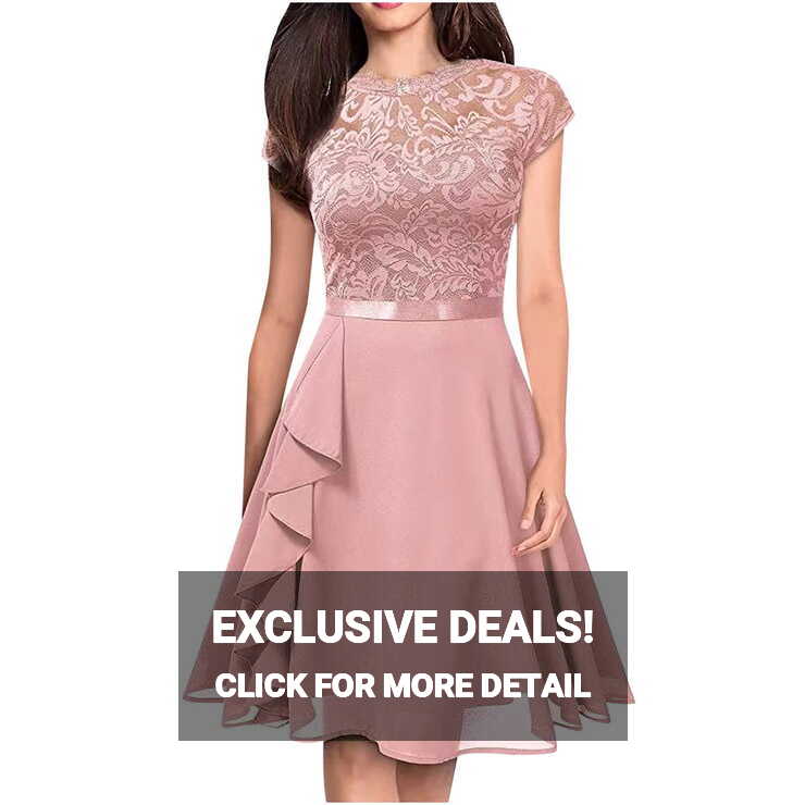 QUYUON Women&#39;s Cocktail Dresses Elegant Floral Lace Evening ...