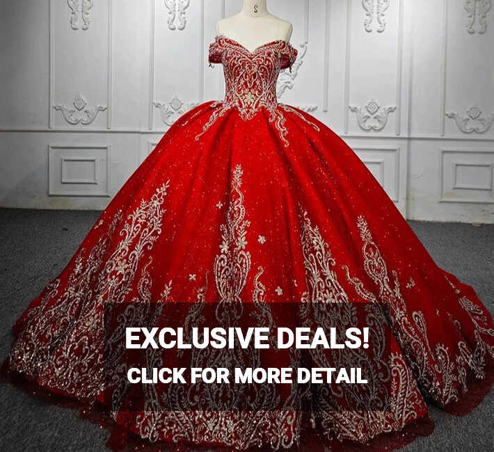 Quinceañera Dress Red Ball Gown – TulleLux Bridal Crowns &amp; Accessories