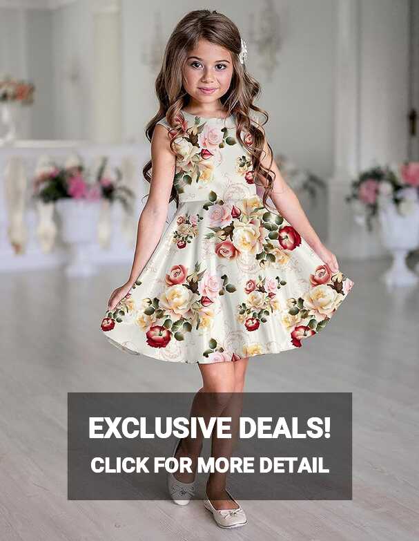 RUDRA FASHION MART Girl&#39;s Casual Dress Kids Floral Digitally ...