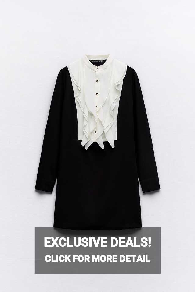 RUFFLED SHIRT DRESS - Black | ZARA Turkey