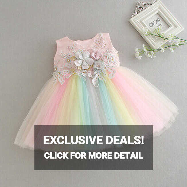 Rainbow beaded Baby girl fairy princess birthday wedding formal ...