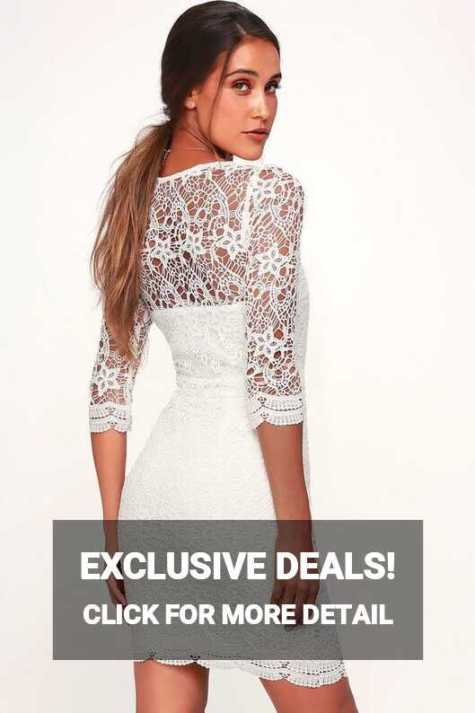 Rainey White Lace Long Sleeve Bodycon Dress