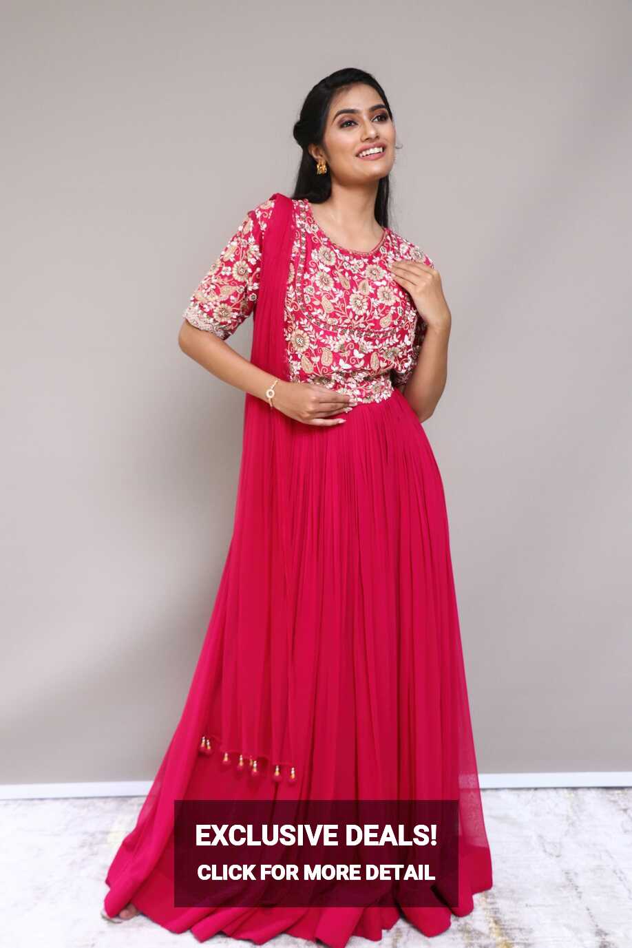 Rani pink gown with dupatta