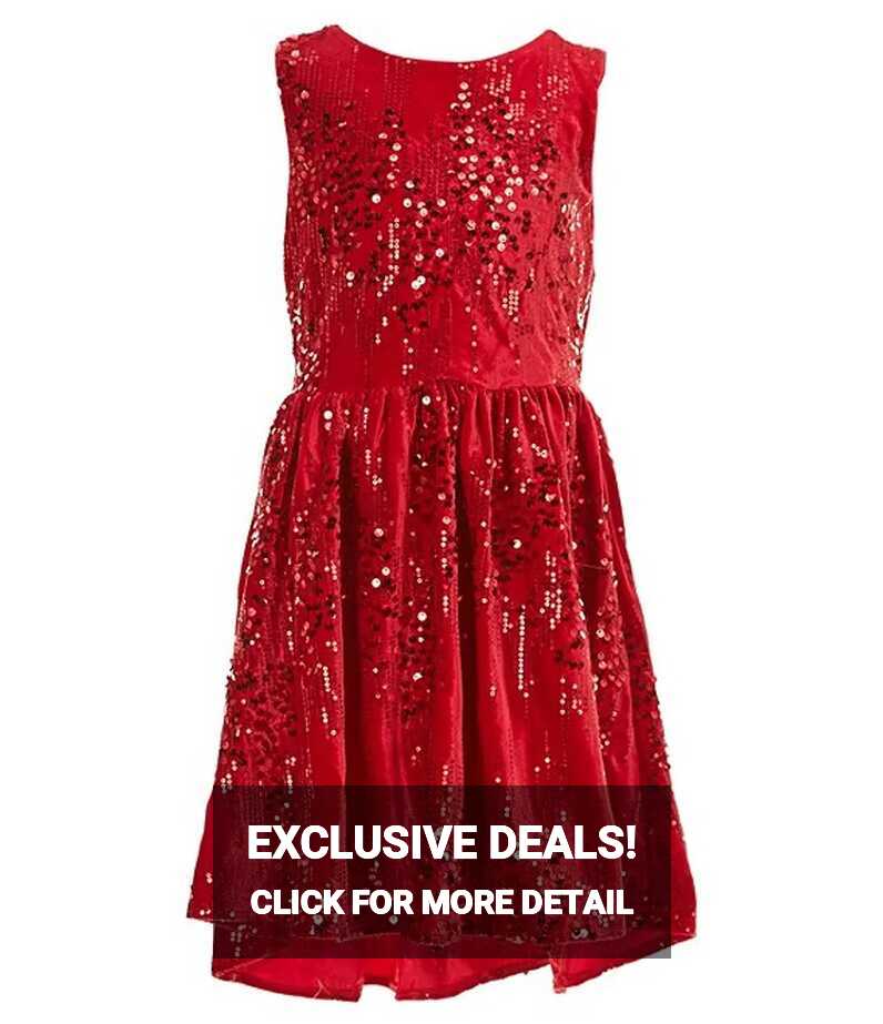 Rare Editions Big Girls 7-16 Sleeveless Sequin-Embellished Velvet ...