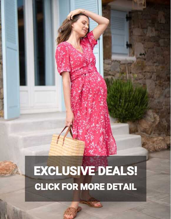 Raspberry Floral Maternity &amp; Nursing Midi Dress | Seraphine