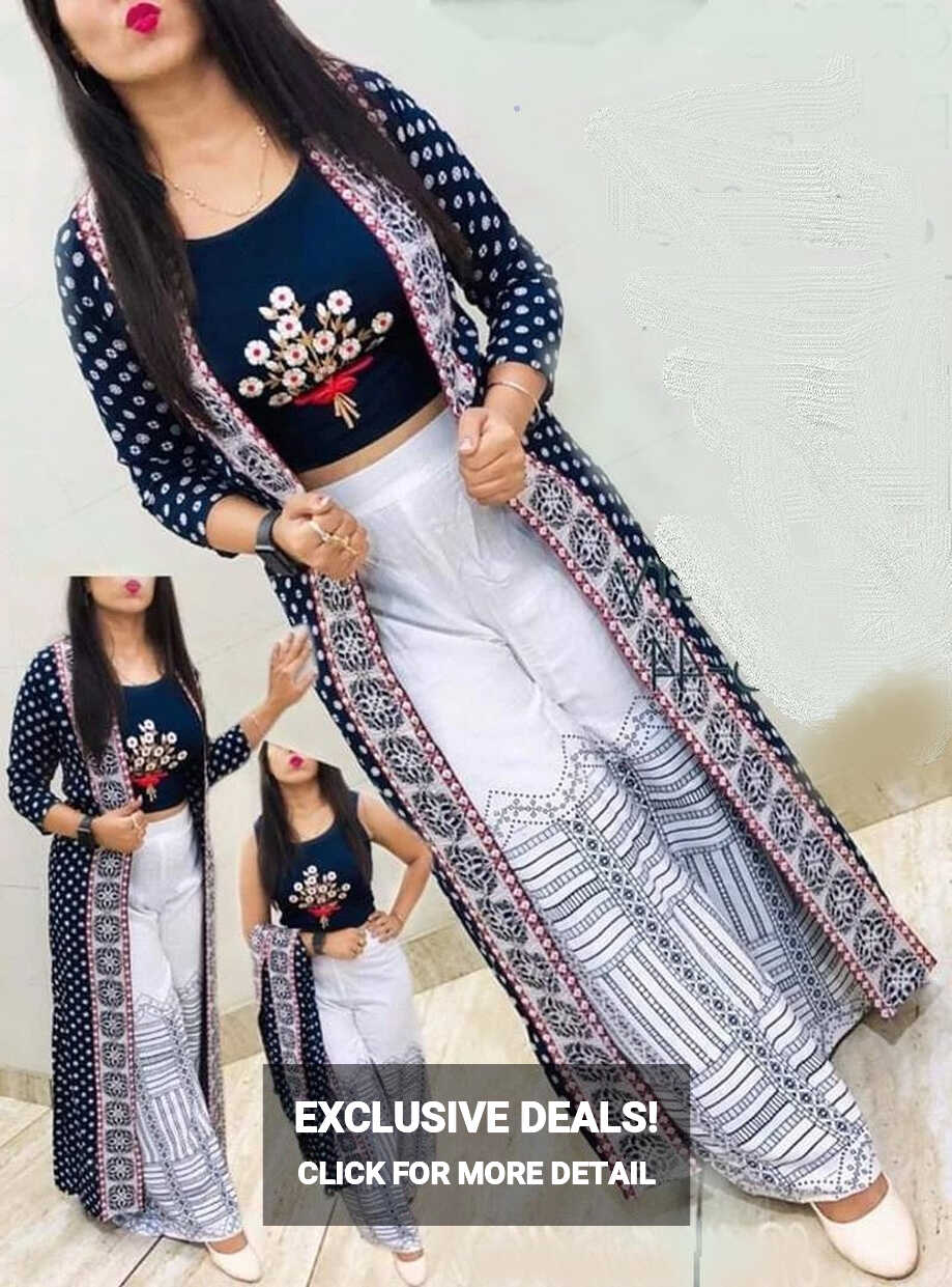 Rayon 14 kg embroidery 3 Piece Dress Set ( top, pant, jacket ...