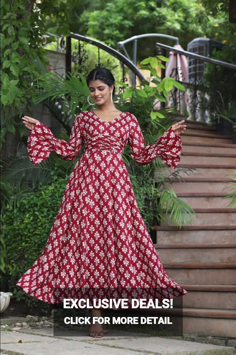 Rayon Printed Indo Western Gown, Full Sleeve at Rs 595 in Jaipur ...