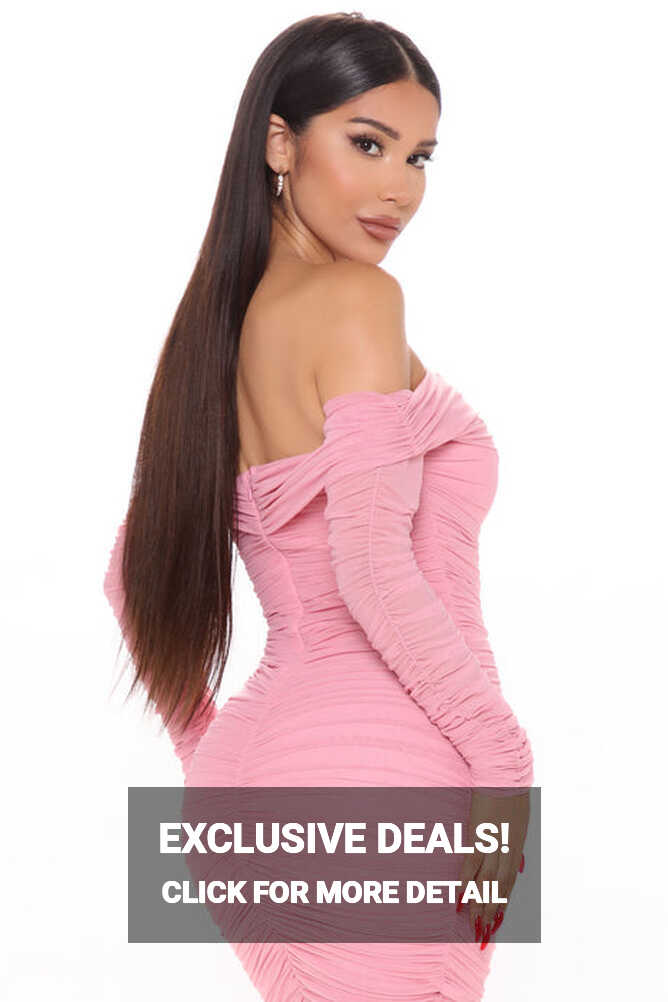 Ready In A Ruched Off Shoulder Midi Dress - Pink | Fashion Nova ...