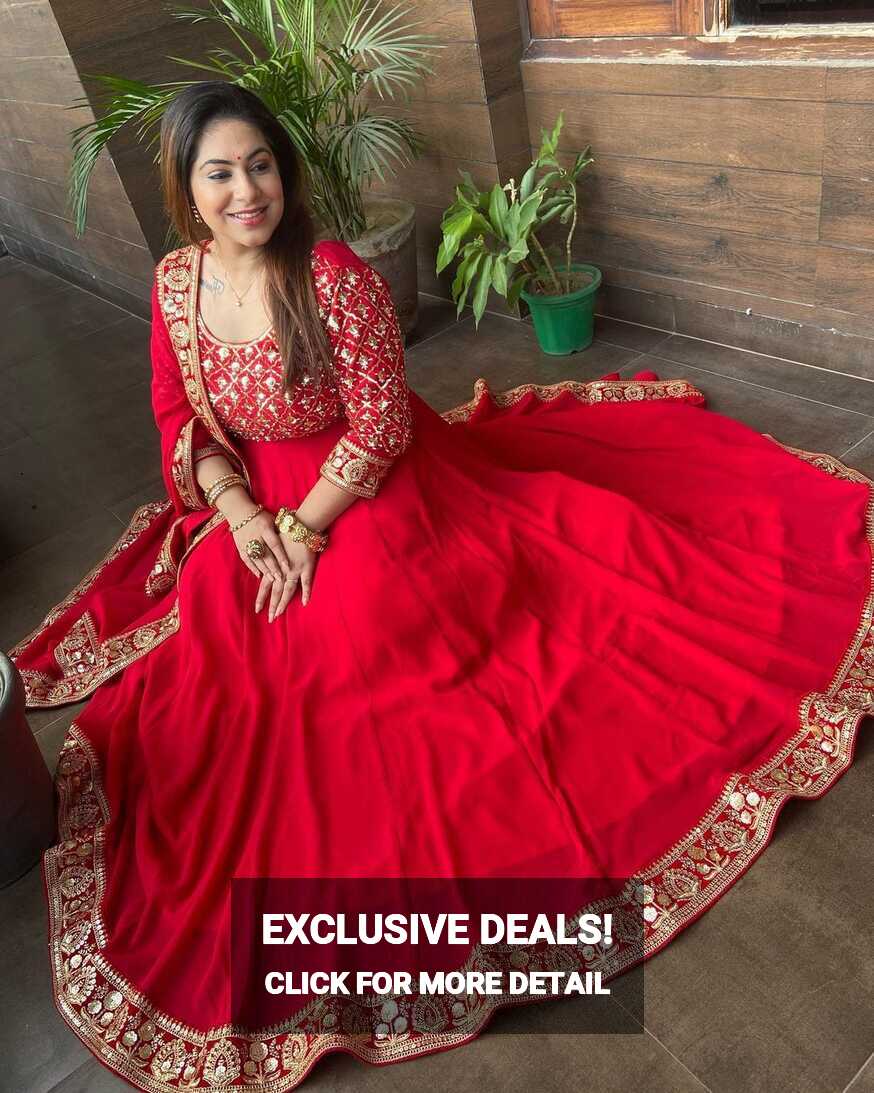 Ready to Wear Fully Stitched Red Party Wear Gown – Prititrendz