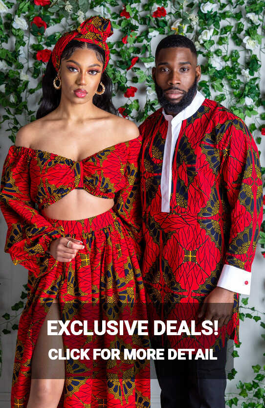 Red African Print Maxi Skirt &amp; Crop Top Set - CORDELIA – LAVIYE