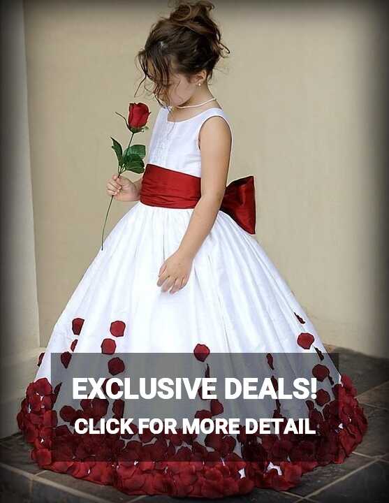 Red Applique Wedding Party Pageant Prom Baby Flower Girl Dress ...