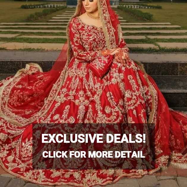 Red Bridal Wedding Unique Traditional Handmade Maxi Gown Indian ...