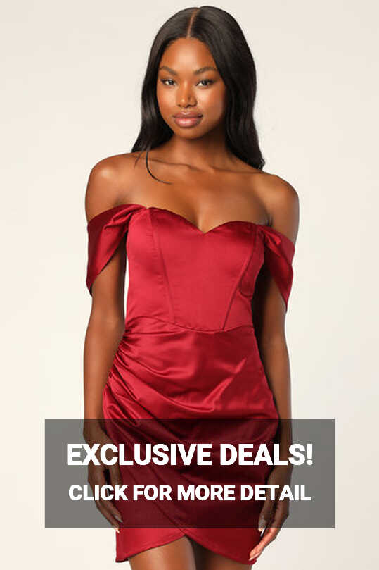 Red Bustier Dress - Sexy OTS Mini Dress - Red Satin Mini Dress - Lulus