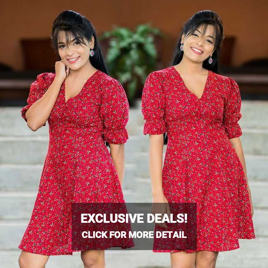 Red Color Stylish Short Frock Design