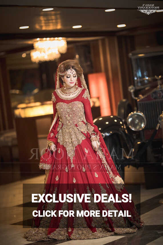 Red Dulhan Maxi|Dabka,Zari,Nagh,&amp;Pearal,Work – Nameera by Farooq