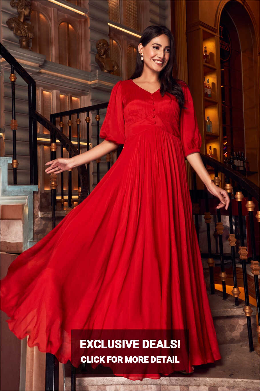 Red Flared Gown – LabelSwish