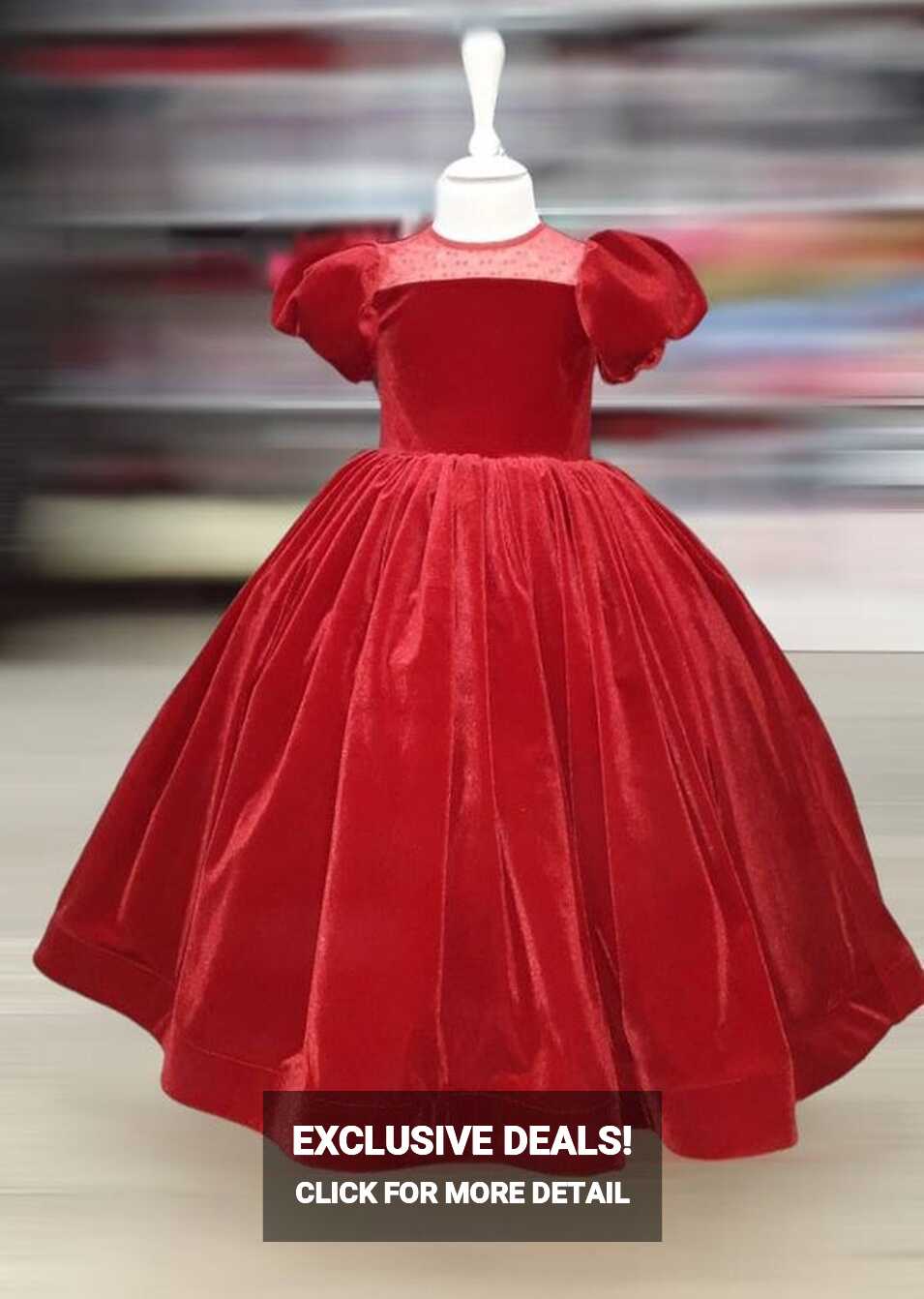 Red Flower Girl Dress, Girls Red Velvet Dress, Toddler Puffy ...