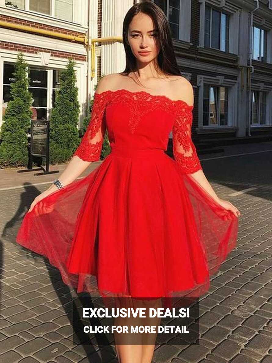 Red Homecoming Dress with Sleeves, Short Prom Dress ,Back To ...