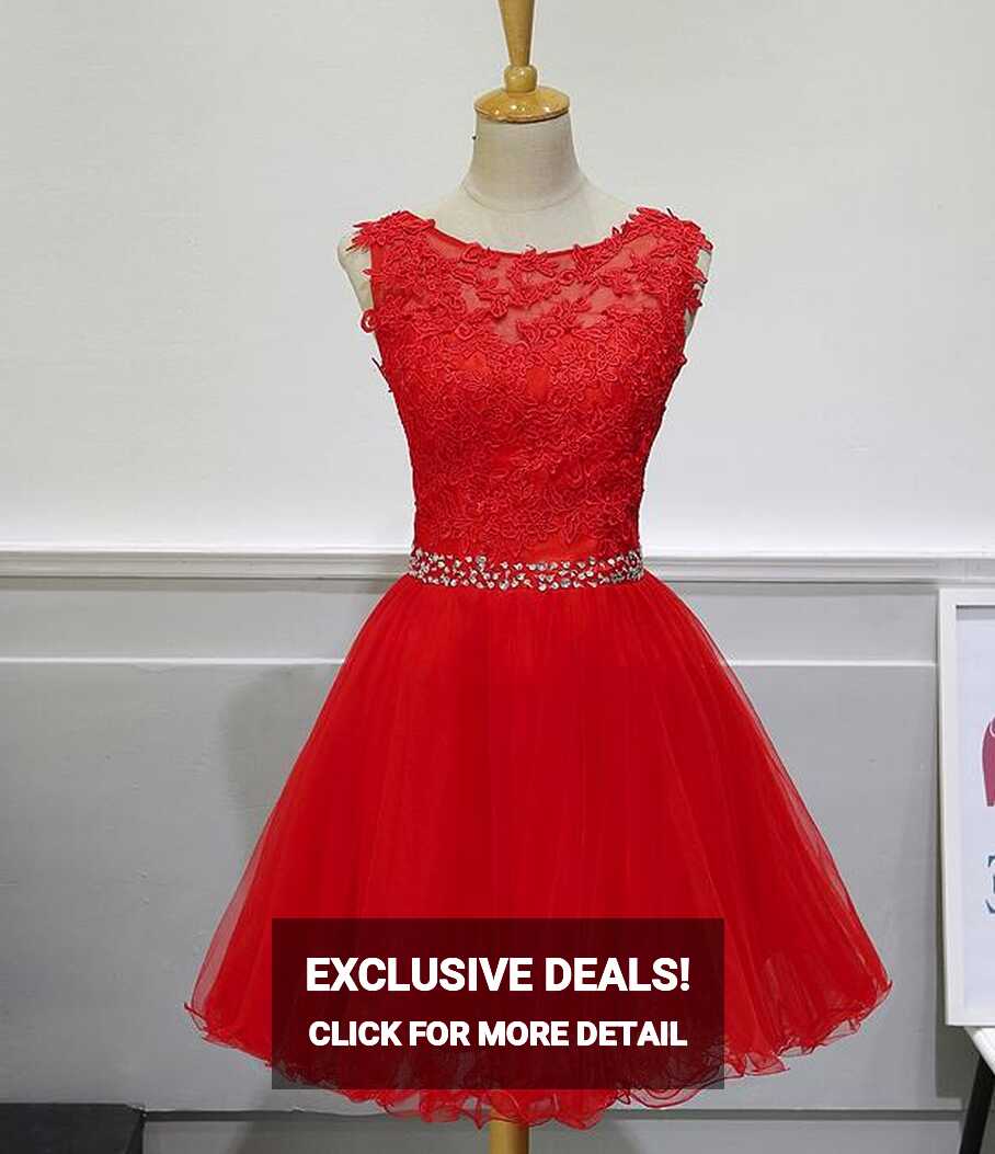 Red Homecoming Dresses 2018, Formal Dresses, Tulle And Lace Knee ...