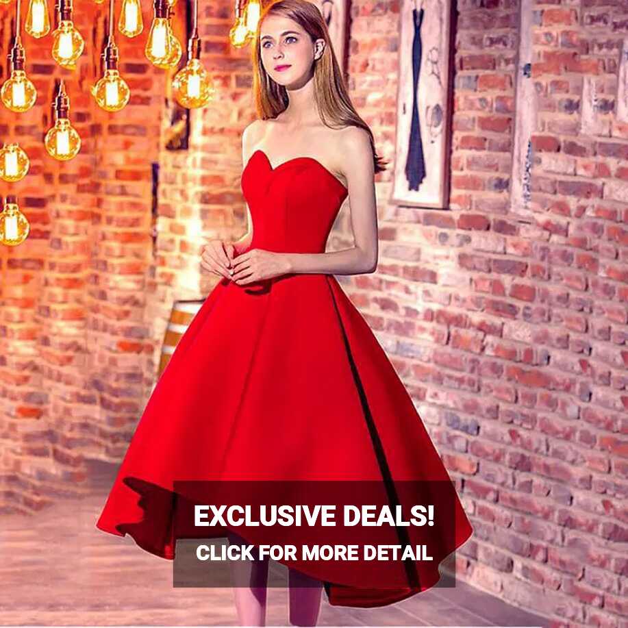 Red Lace Up Sweetheart Cocktail Dress With Pockets For Girls ...