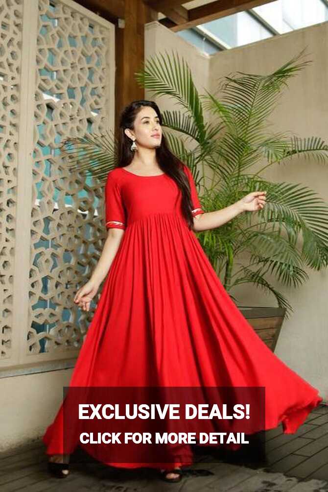 Red Long Rayon Full Stitched long gown For Casual Wear – Cygnus ...