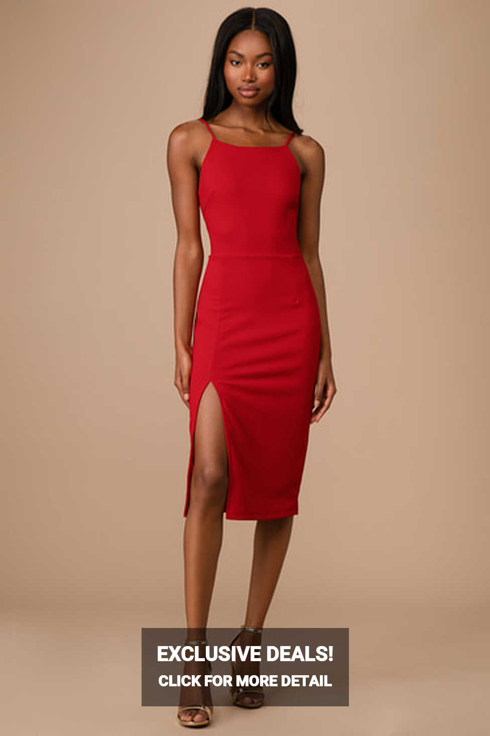 Red Midi Dress - Bodycon Dress - Sleeveless Dress - Party Dress ...