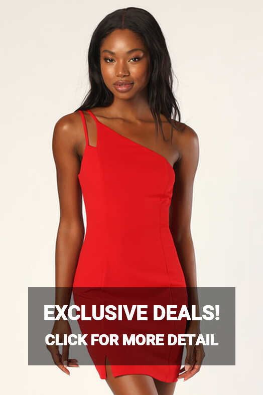 Red Mini Dress - One-Shoulder Mini Dress - Sexy Red Dress - Lulus