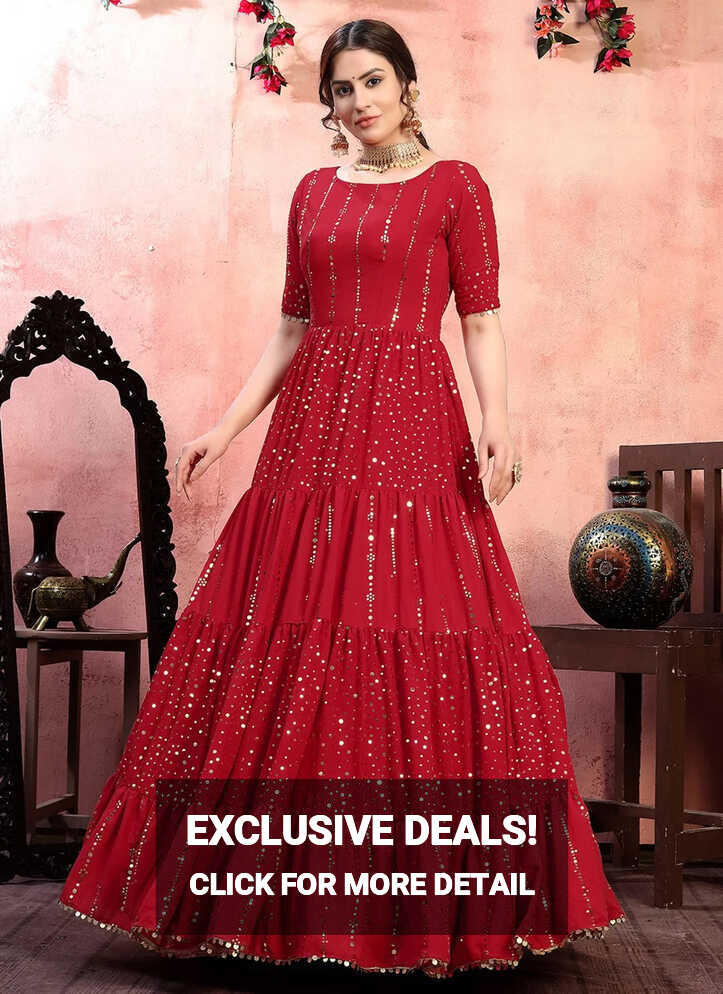 Red New Stylish Party Wear Gown – Gunj Fashion