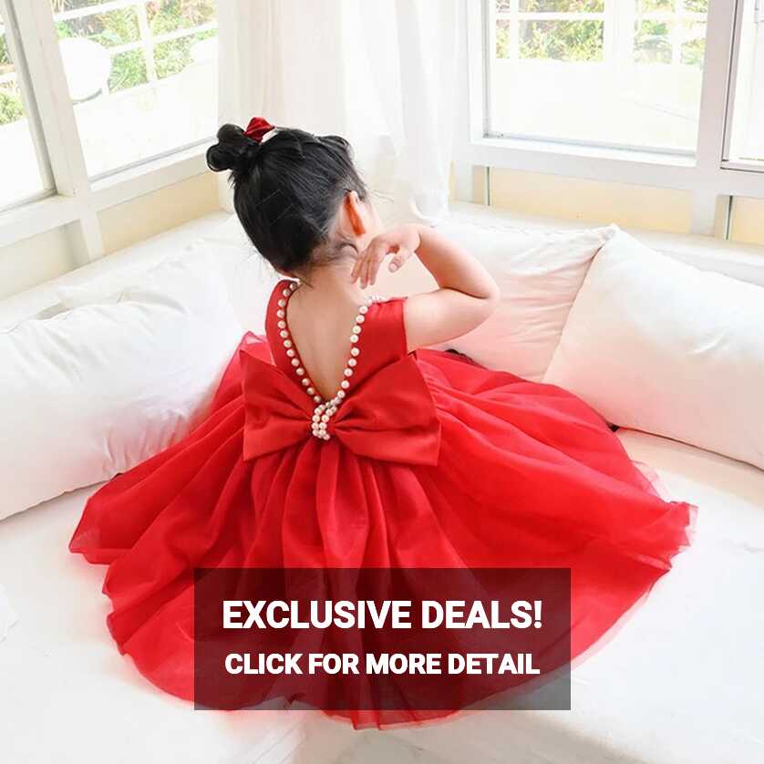 Red Party Frocks for Kids Girl Birthday Weddings Baptism baby ...