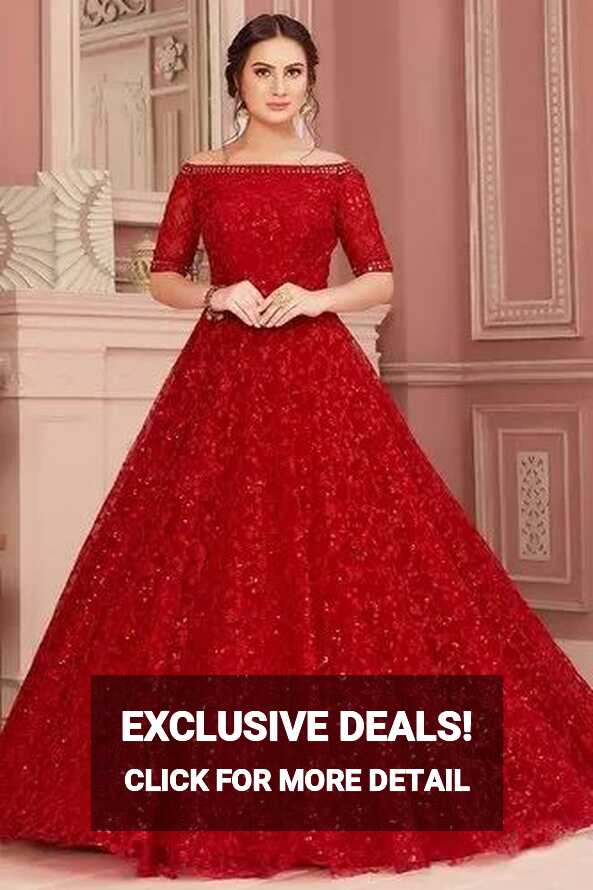 Red Plain Ladies Designer Gown, Half Sleeves at Rs 1500 in ...