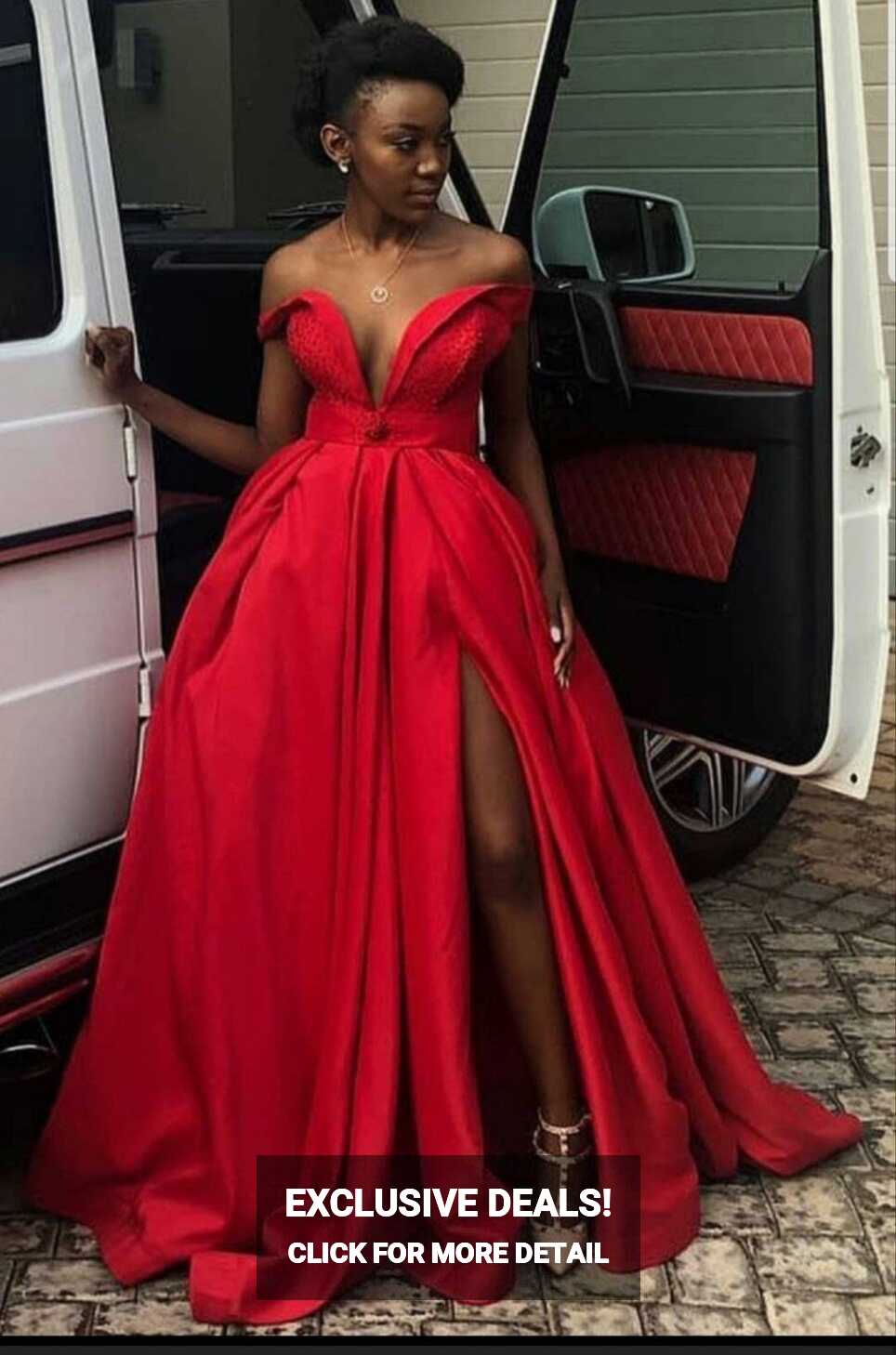 Red Prom Dress, Satin Evening Dresses, African Clothing for Women ...