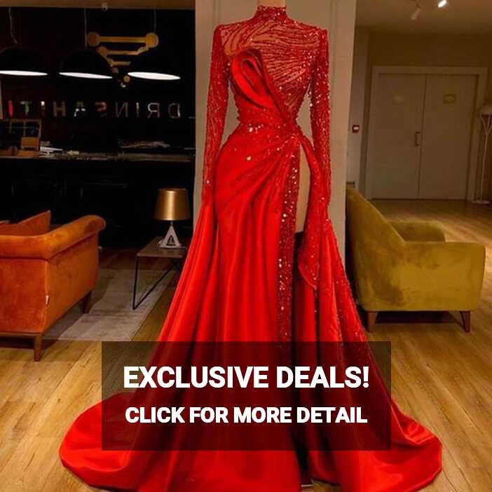 Red Prom Dresses, Long Sleeve Prom Dresses, Vestidos De Graduacion ...