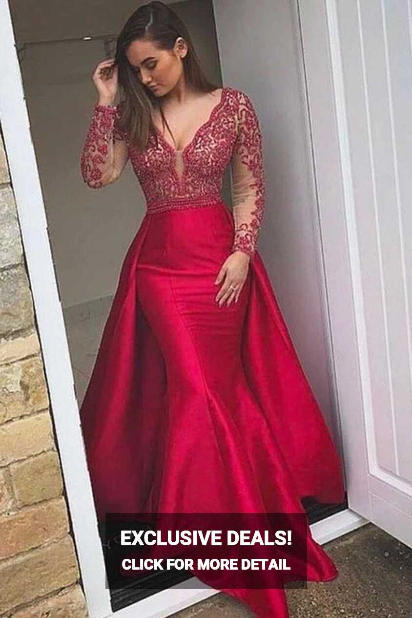 Red Prom Dresses 2021 Off The Shoulder High Slit Long Prom Gown ...