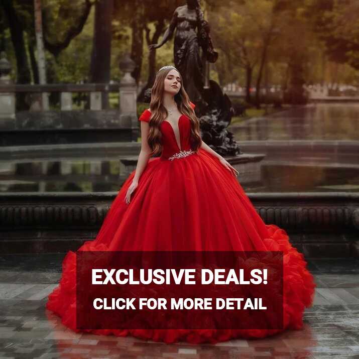 Red Quinceanera Dress 2024 Ball Gown Princess Ruffle Flower Long ...