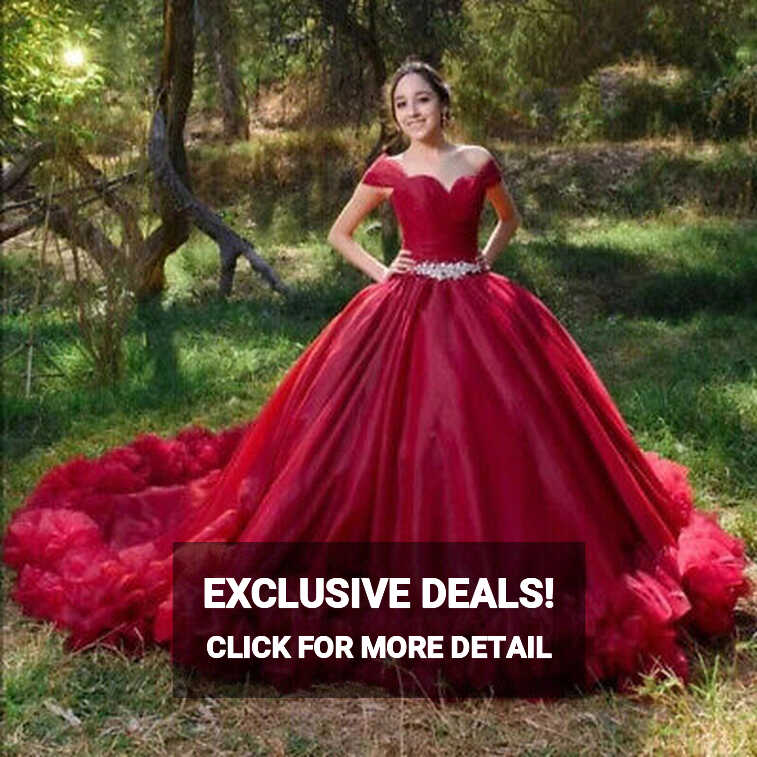 Red Quinceanera Dresses Ball Gown Princess Masquerade Prom Sweet ...