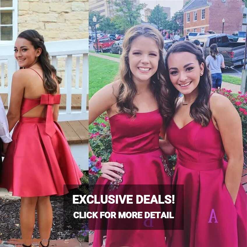 Red Satin A Line Junior Plus Homecoming Dresses With Sweetheart ...